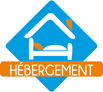 Icône d’hébergement avec une maison et un lit.